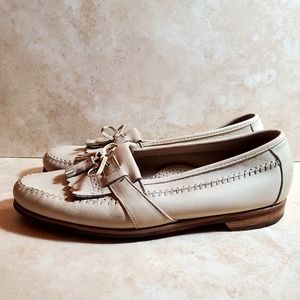 Men's Johnston Murphy 9.5M Tassel Loafer Beige Vintage